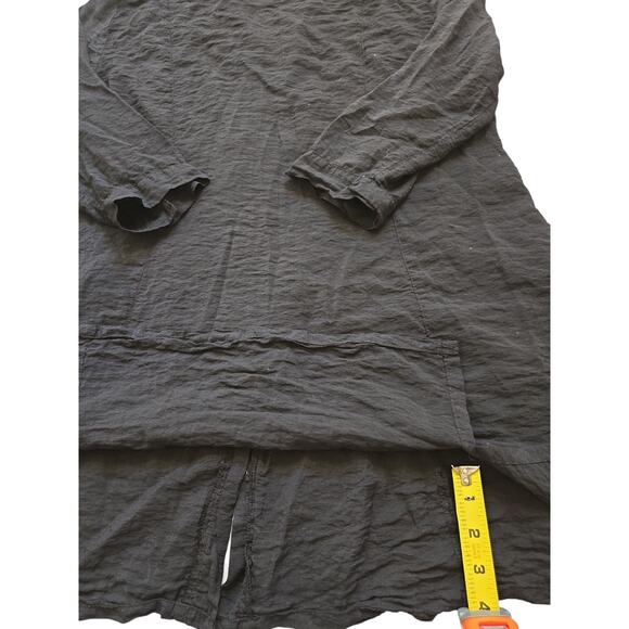 Womens Cut Loose Black Tunic Button-Up 3/4 Sleeve XL‎ Dress Pockets EUC - Picture 10 of 15